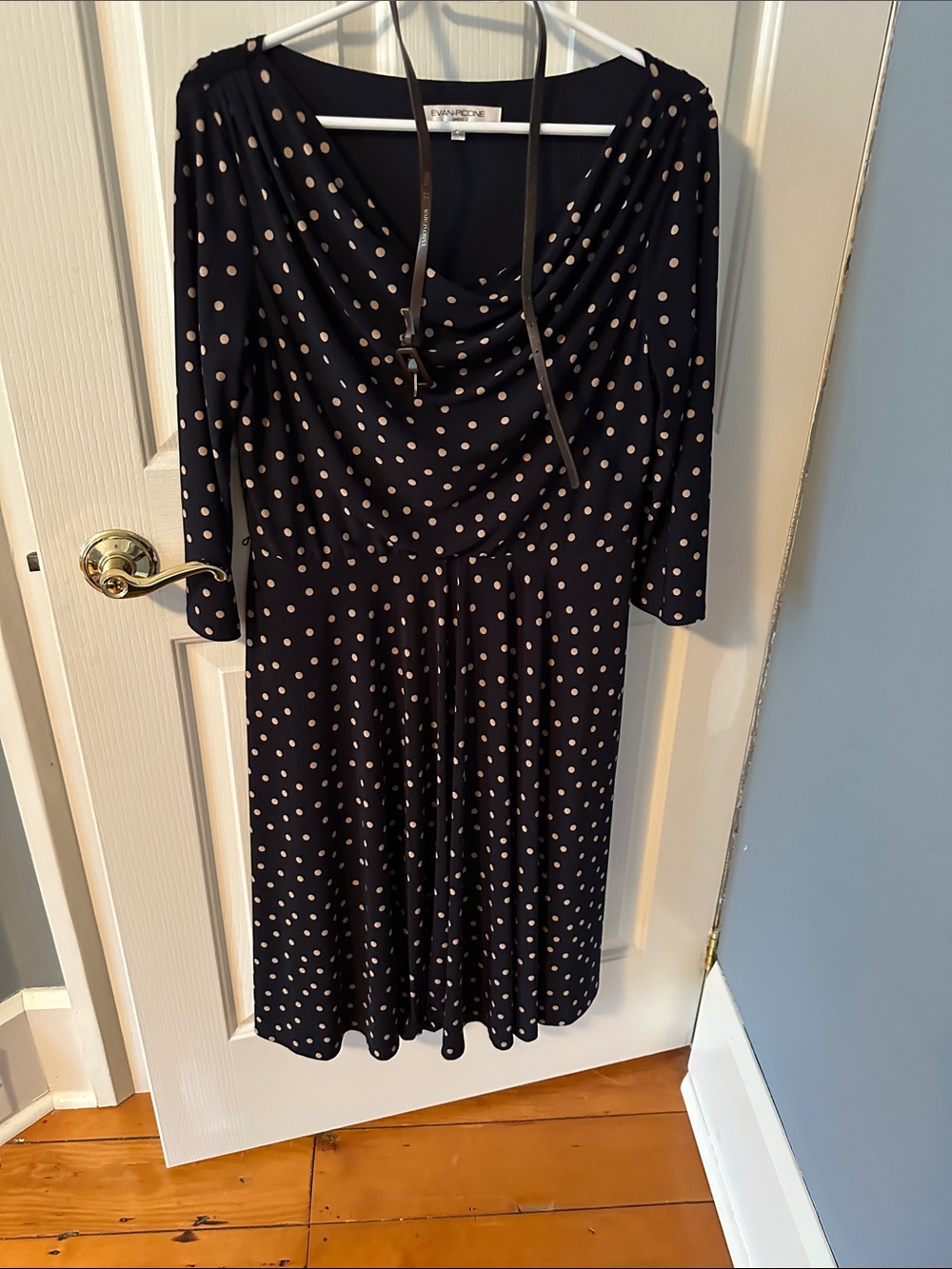 Black Dress with Beige Polka Dots